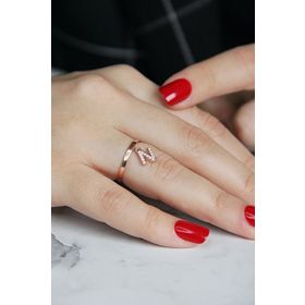 Argentum Concept Y021701 N Harfi Gümüş Rose Yüzük