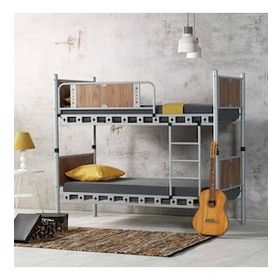 Argimo Elegan 90x190 cm Genç Çocuk Odası Ahşap Başlıklı Metal Cappuccino Ranza ve Karyola