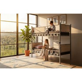 Argimo Elegan 90x200 cm Genç Çocuk Odası Ahşap Başlıklı Metal Cappuccino Ranza ve Karyola