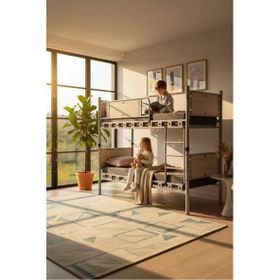 Argimo Elegan 90x200 cm Genç Çocuk Odası Ahşap Başlıklı Metal Ranza ve Karyola