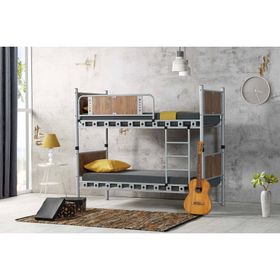 Argimo Elegan 90x200 cm Genç Çocuk Odası Ahşap Başlıklı Metal Ranza ve Karyola