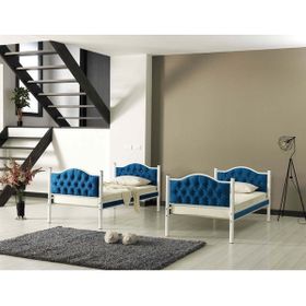 Argimo Melis 90x200 CM Çift Katlı Metal Lacivert Ranza ve Karyola