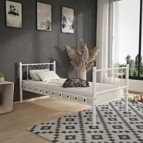 Argimo Metis 90x200 CM Metal Beyaz Tek Kişilik Karyola
