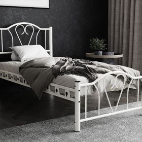 Argimo Orkide Tek Kişilik Ferforje 100x200 cm Tarz Beyaz Metal Karyola