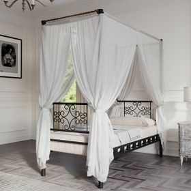 Argimo Stella Sultan Başlıklı Tek Kişilik Ferforje 90x190 CM Siyah Metal Karyola