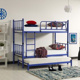 Argimo Zambak 90x190 cm Yavrulu Genç Çocuk Odası Metal Mavi Ranza ve Karyola