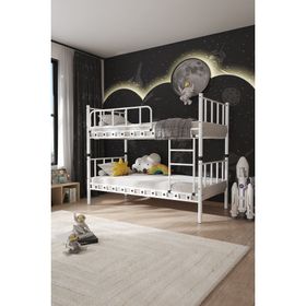 Argimo Zambak Siyah 90x190 cm Genç Çocuk Yatak Odası Metal Ranza ve Karyola