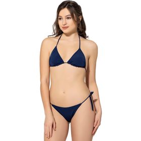 Argisa 5026 Lacivert Düz İpli Bağlı Üçgen Kadın Bikini Takımı