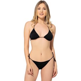 Argisa 5026 Siyah Düz İpli Bağlı Üçgen Kadın Bikini Takımı