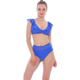 Argisa 5029 Saks Düz Fırfırlı Yüksek Bel Kadın Bikini