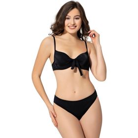 Argisa 5040 Siyah Büyük Beden İnce Askılı Balenli Fiyonklu Kadın Bikini