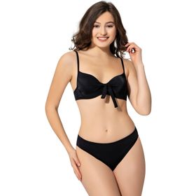 Argisa 5040 Siyah Büyük Beden İnce Askılı Balenli Fiyonklu Kadın Bikini