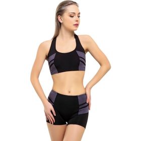 Argisa 5522 Siyah Modelli Şeritli Şortlu Yüzücü Kadın Bikini