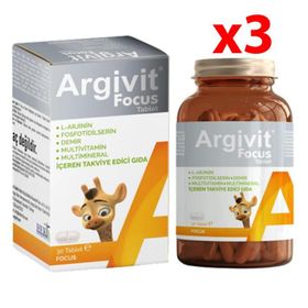 Argivit Focus L-Arjinin Fosfotidilserin Demir Multivitamin Multimineral 3x30 Tablet