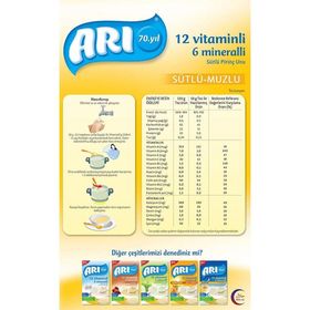 Arı 4+ Ay 3x200 gr Sütlü Muzlu Pirinç Unu Bebek Maması