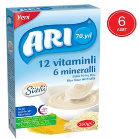 Arı 4+ Ay 6x250 gr Sütlü Ballı İrmikli Pirinç Unu Bebek Maması