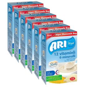 Arı 6+ Ay 6x500 gr Çoklu Paket Sütlü Ballı İrmikli Pirinç Unu Bebek Maması