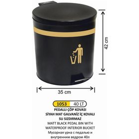 Arı Metal 1053 40 lt Boyalı Metal İç Kovalı Pedallı Çöp Kovası
