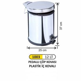 Arı Metal 12 lt Paslanmaz Pedallı Çöp Kovası