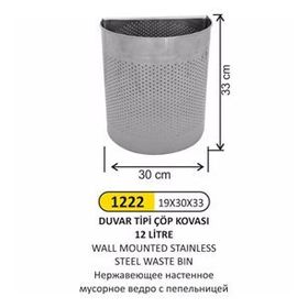 Arı Metal 1222 12 lt Duvar Tipi Çöp Kovası