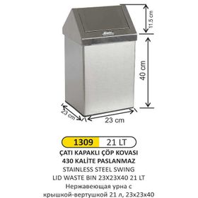 Arı Metal 1309 21 lt Çatı Kapaklı Çöp Kovası