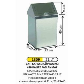 Arı Metal 1309 21 lt Çatı Kapaklı Çöp Kovası