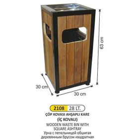 Arı Metal 2108 28 lt Ahşap Kare Çöp Kovası