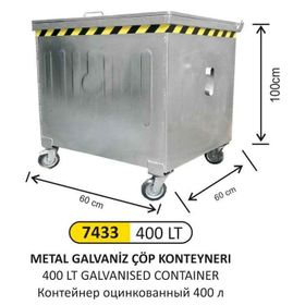 Arı Metal 7433 400 lt Galvaniz Konteyner Çöp Kovası