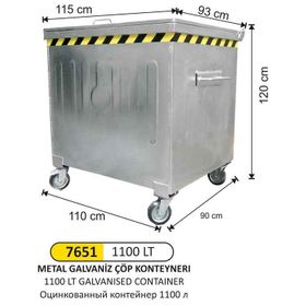 Arı Metal 7651 1100 L Paslanmaz Galvaniz Konteyner