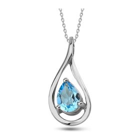 Ariş Damla Mavi Topaz Gümüş Kolye