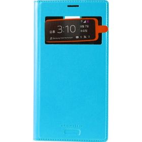 Arium Skin Samsung G900FQ S5 Mavi Dikişli Cüzdanlı Kılıf
