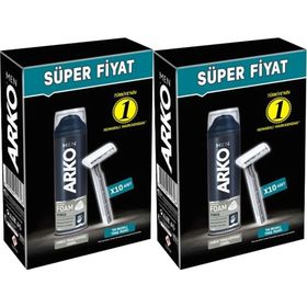 Arko Men 10 Adet Tekli Tıraş Bıçağı + 2'li Set Pro 200 ml Force Tıraş Köpüğü