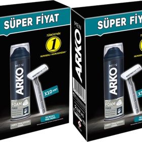 Arko Men 10 Adet Tekli Tıraş Bıçağı + 2'li Set Pro 200 ml Force Tıraş Köpüğü