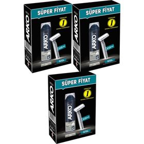 Arko Men 10 Adet Tekli Tıraş Bıçağı + 3'lü Set Pro 200 ml Force Tıraş Köpüğü