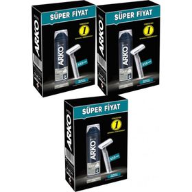 Arko Men 10 Adet Tekli Tıraş Bıçağı + 3'lü Set Pro 200 ml Force Tıraş Köpüğü