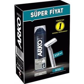 Arko Men 10 Adet Tekli Tıraş Bıçağı+200 ml Force Tıraş Köpüğü