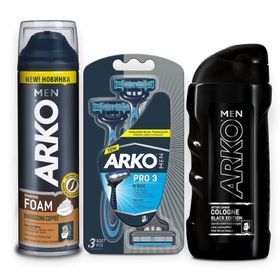Arko Men 200 ml Coffee Tıraş Jeli Ve Arko Men 3'lü T3 Tıraş Bıçağı Ve Black 250 ml Tıraş Kolonyası