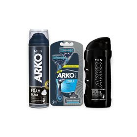 Arko Men 200 ml Coffee Tıraş Jeli Ve Arko Men 3'lü T3 Tıraş Bıçağı Ve Black 250 ml Tıraş Kolonyası