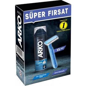 Arko Men Banyo 5 Adet Tıraş Bıçağı + Pro 200 ml Cool Tıraş Köpüğü