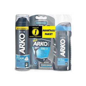 Arko Men Cool Tıraş Köpüğü + Tıraş Kolonyası + Tıraş Bıçağı