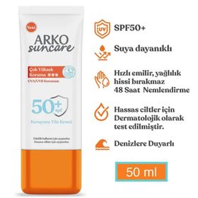 Arko Suncare SPF50+ Çok Yüksek Korumalı 50 ml Yüz Güneş Kremi