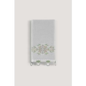 Arliva Home Alize Gri 30x50 Kadife Nakışlı Çeyiz Havlusu