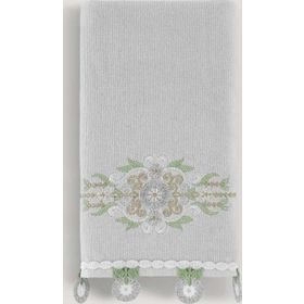 Arliva Home Alize Gri 30x50 Kadife Nakışlı Çeyiz Havlusu