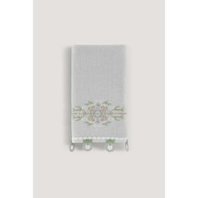 Arliva Home Alize Gri 30x50 Kadife Nakışlı Çeyiz Havlusu