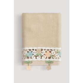 Arliva Home Alya Bej 30x50 Kadife Nakışlı Çeyiz Havlusu