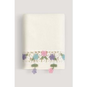 Arliva Home Alya Krem 30x50 Kadife Nakışlı Çeyiz Havlusu