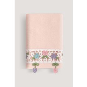 Arliva Home Alya Pudra 50x85 Kadife Nakışlı Çeyiz Havlusu