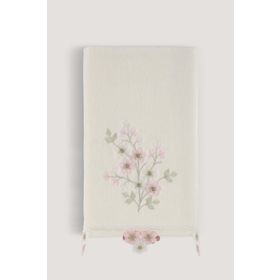 Arliva Home Asu Krem 50x85 Kadife Nakışlı Çeyiz Havlusu