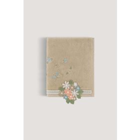 Arliva Home Firuze Bej 30x50 Kadife Nakışlı Çeyiz Havlusu