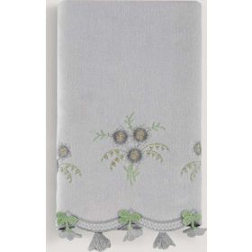 Arliva Home Küpeli Gri 50x85 Kadife Nakışlı Çeyiz Havlusu